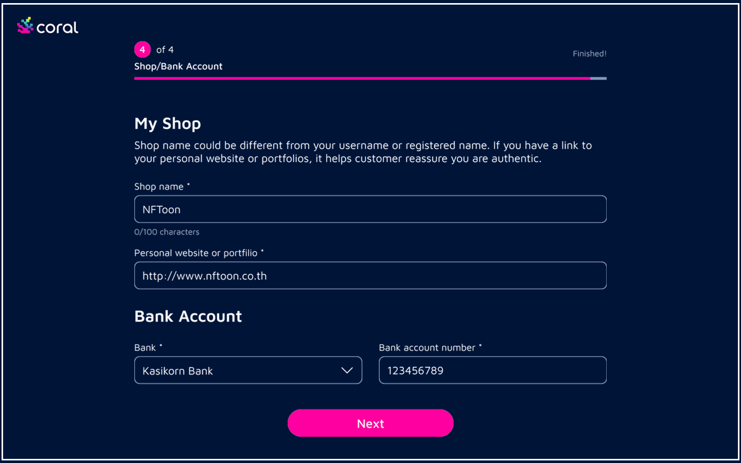 How do I create a creator account on Coral? Coral